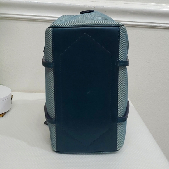 Bally small checkered bag Hand Bag Blue and White Canvas/Leather💙🤍 - Picture 11 of 17